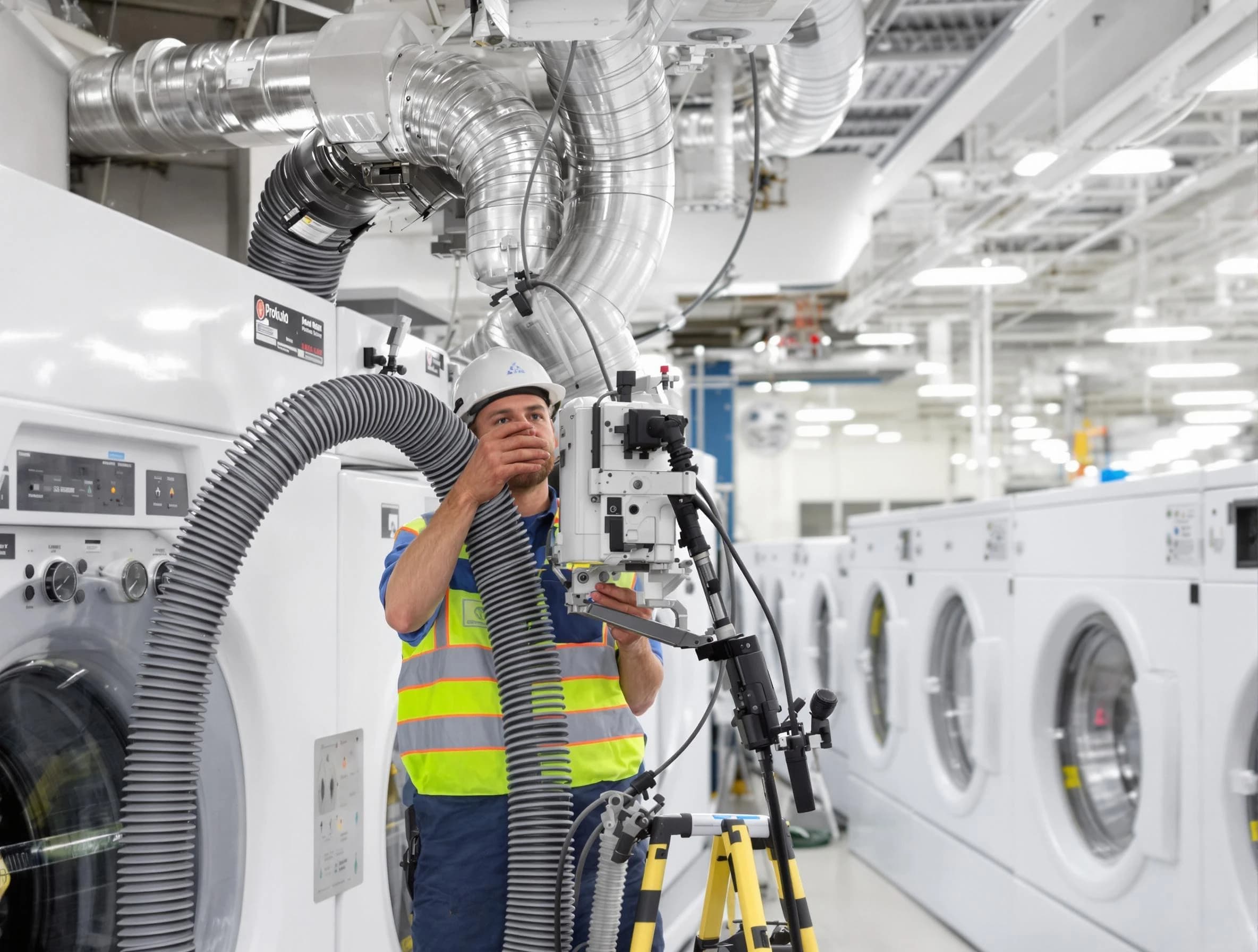 Warr Acres Dryer Vent Cleaning team performing commercial-grade dryer vent cleaning at a business facility in Warr Acres