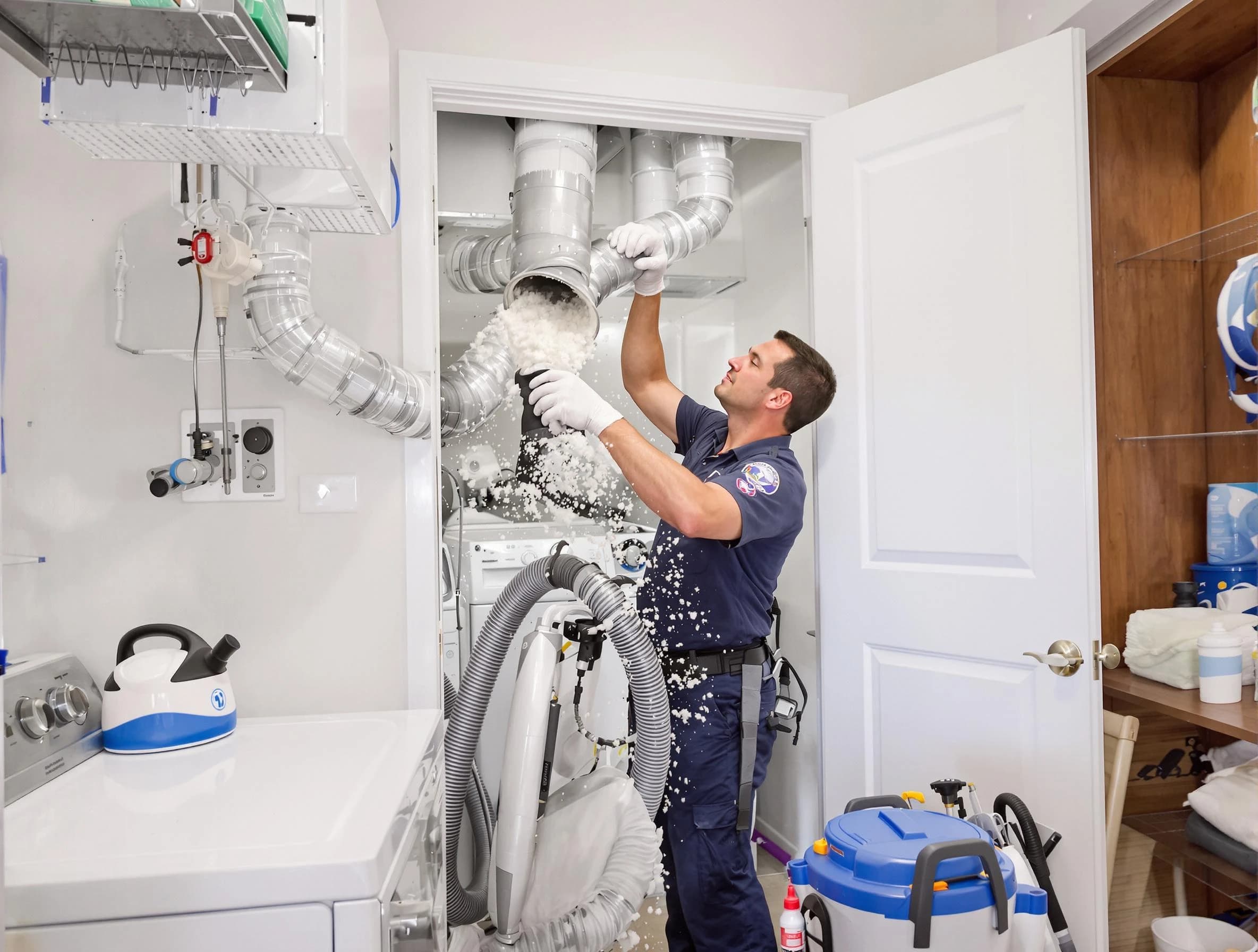 Warr Acres Dryer Vent Cleaning technician delivering thorough residential dryer vent cleaning service in Warr Acres